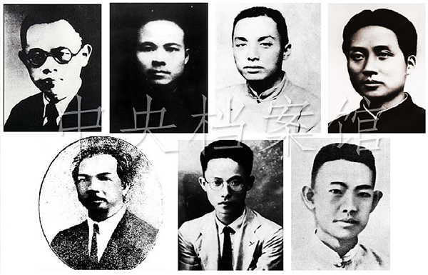 8.中國勞動組合書記部分部負責人：上排由左至右分別為羅章龍、包惠僧、林育南、毛澤東；下排由左至右分別為譚平山、阮嘯仙、王盡美。.jpg